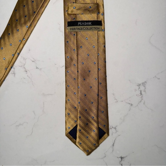 Jos. A. Bank Heritage Collection Gold and Blue Polka Dot 100% Silk Tie - Picture 5 of 8